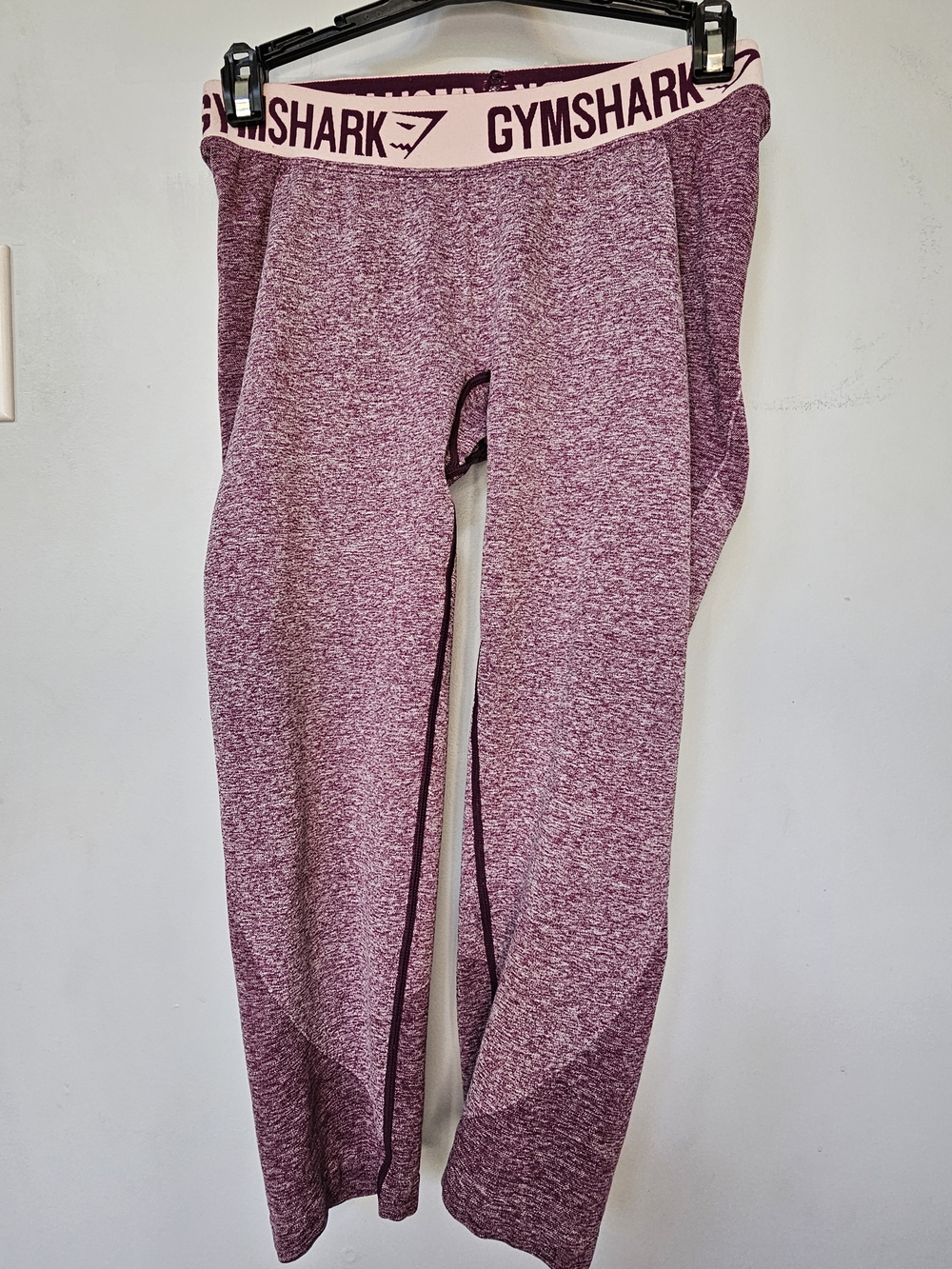 Gymshark Flex High Waist Leggings Burgundy Marl Pink Logo Band Size Medium